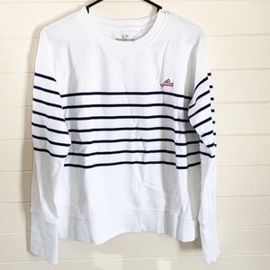Vineyard Vines White Striped Crewneck Pullover Size Small